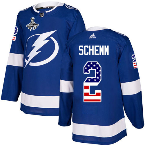 Adidas Tampa Bay Lightning Men #2 Luke Schenn Blue Home Authentic USA Flag 2020 Stanley Cup Champions Stitched NHL Jersey->tampa bay lightning->NHL Jersey
